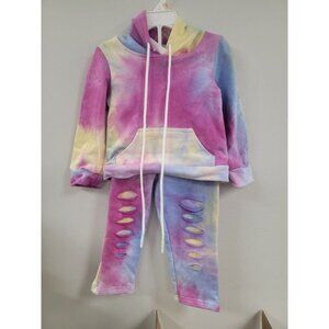 Tie-Dye Toddlers Hoodie & Distressed Pants Set Size 2T
